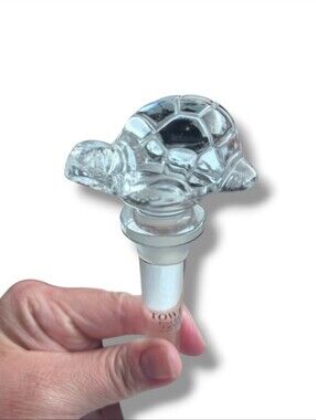 TOWLE Full Lead Crystal Bottle Stopper Turtle NEW